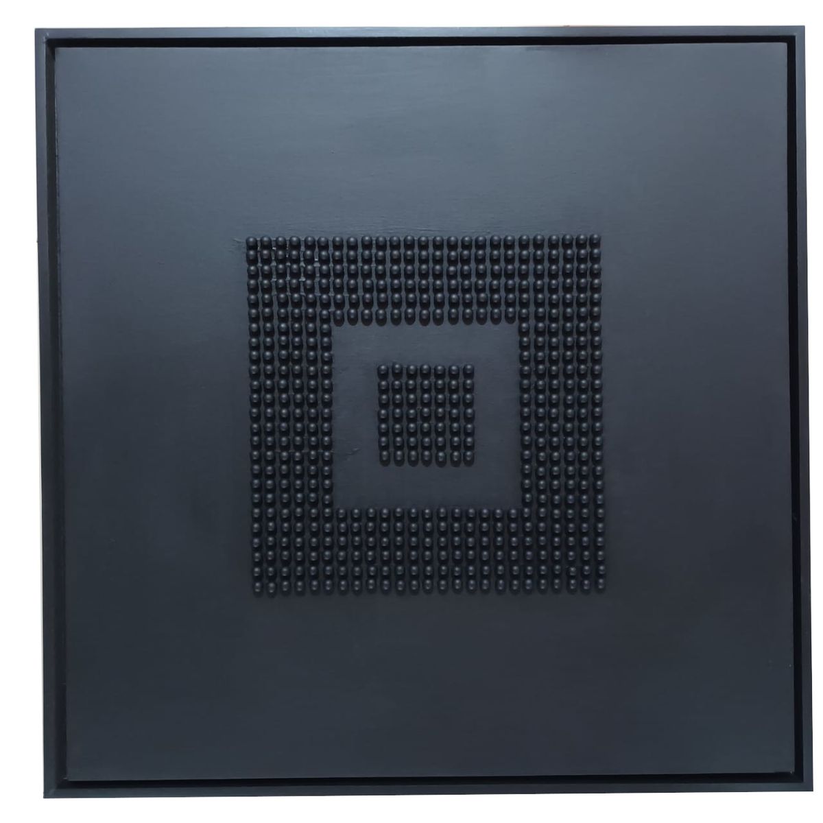 GENERICO - Cuadro Decorativo Abstracto Esferas Madera Relieve 3D Negro Acrílico Moderno Sobre Lienzo 80x80 cm