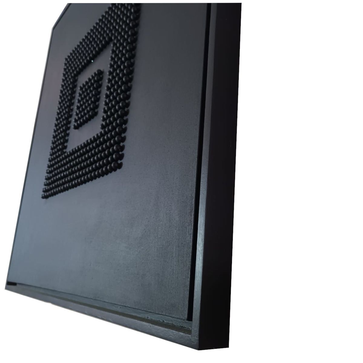 GENERICO - Cuadro Decorativo Abstracto Esferas Madera Relieve 3D Negro Acrílico Moderno Sobre Lienzo 80x80 cm