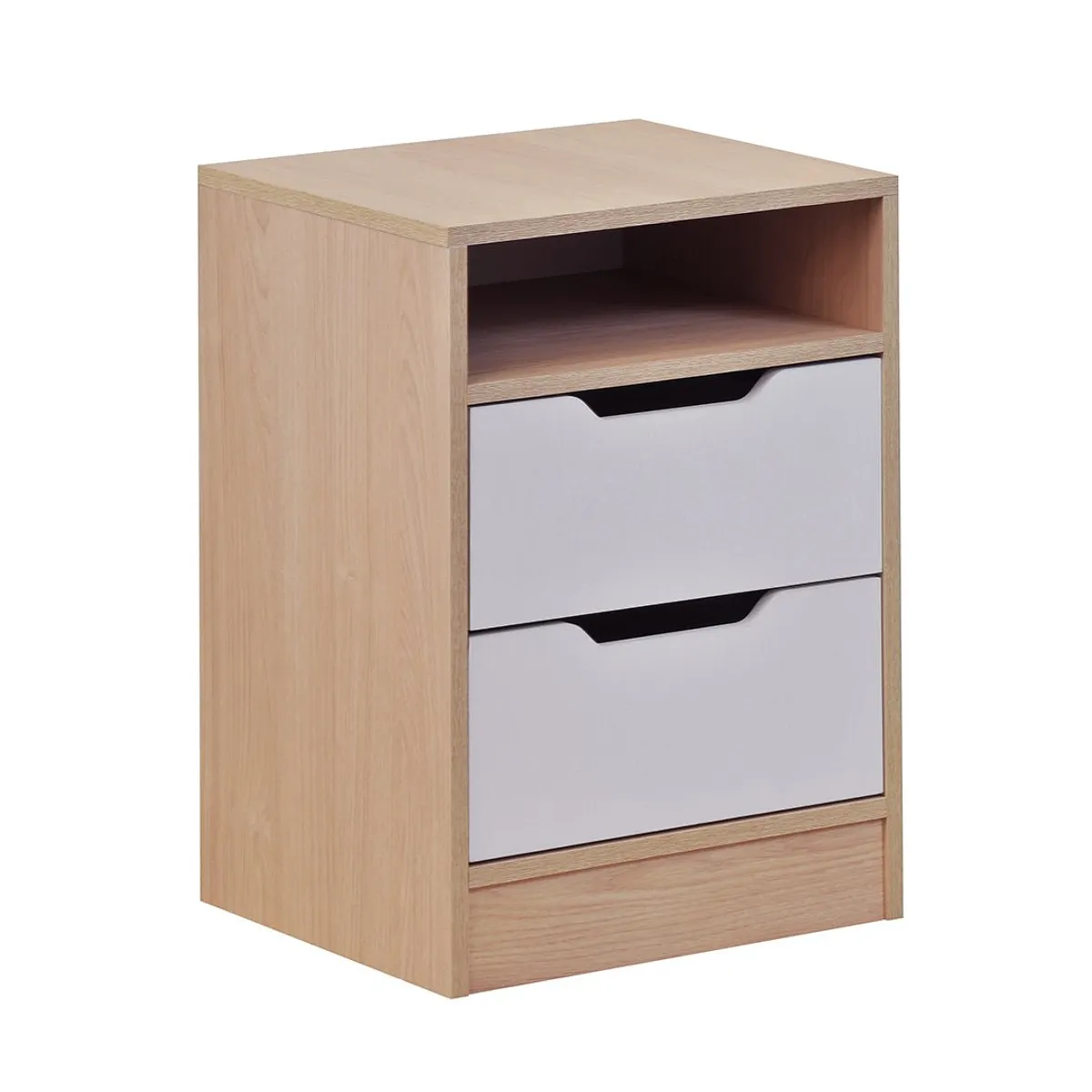 MOBIKIT - Velador Misuri 2 Cajones Carvalo Blanco