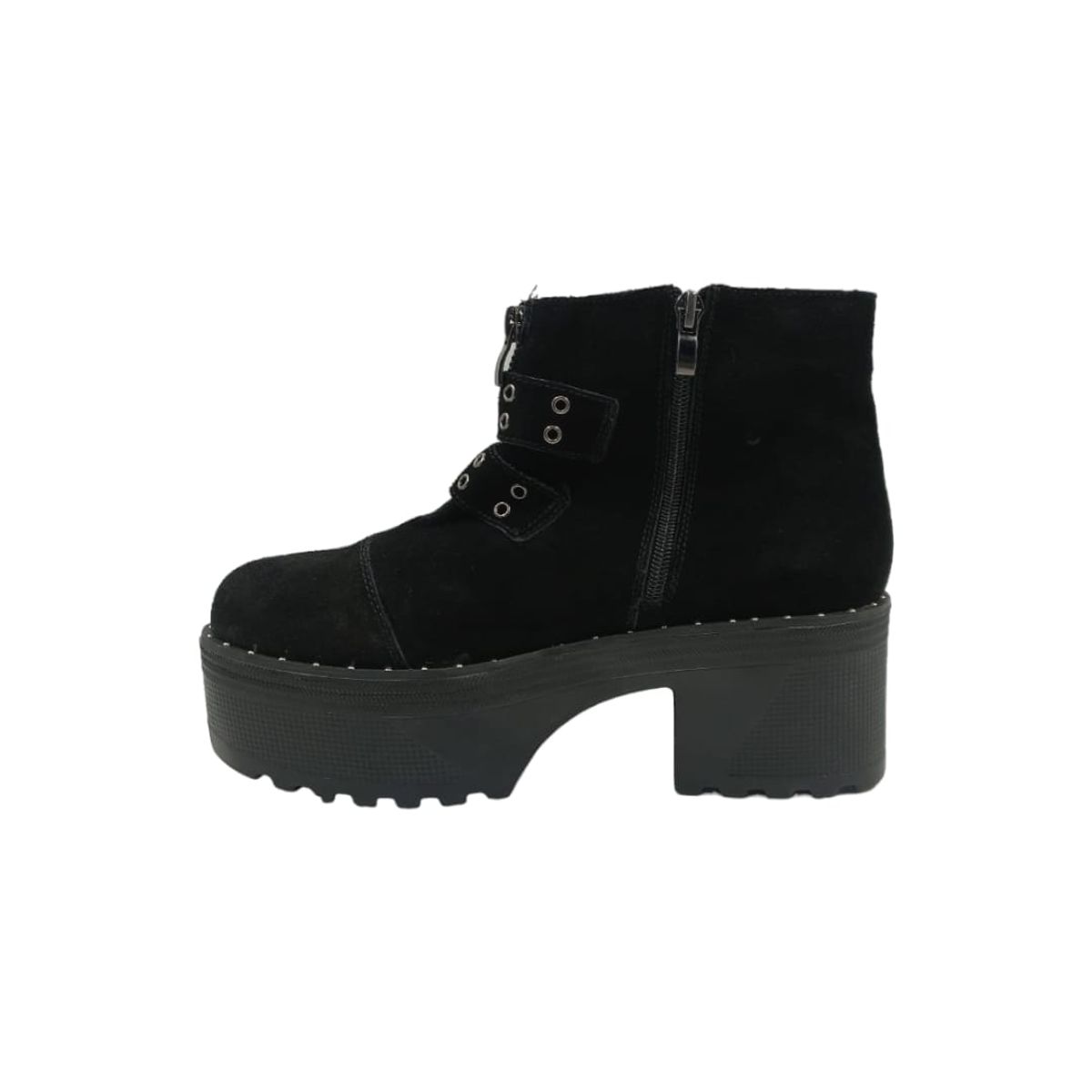 HERIEL - Botín Negro Gamuza Plataforma Mujer