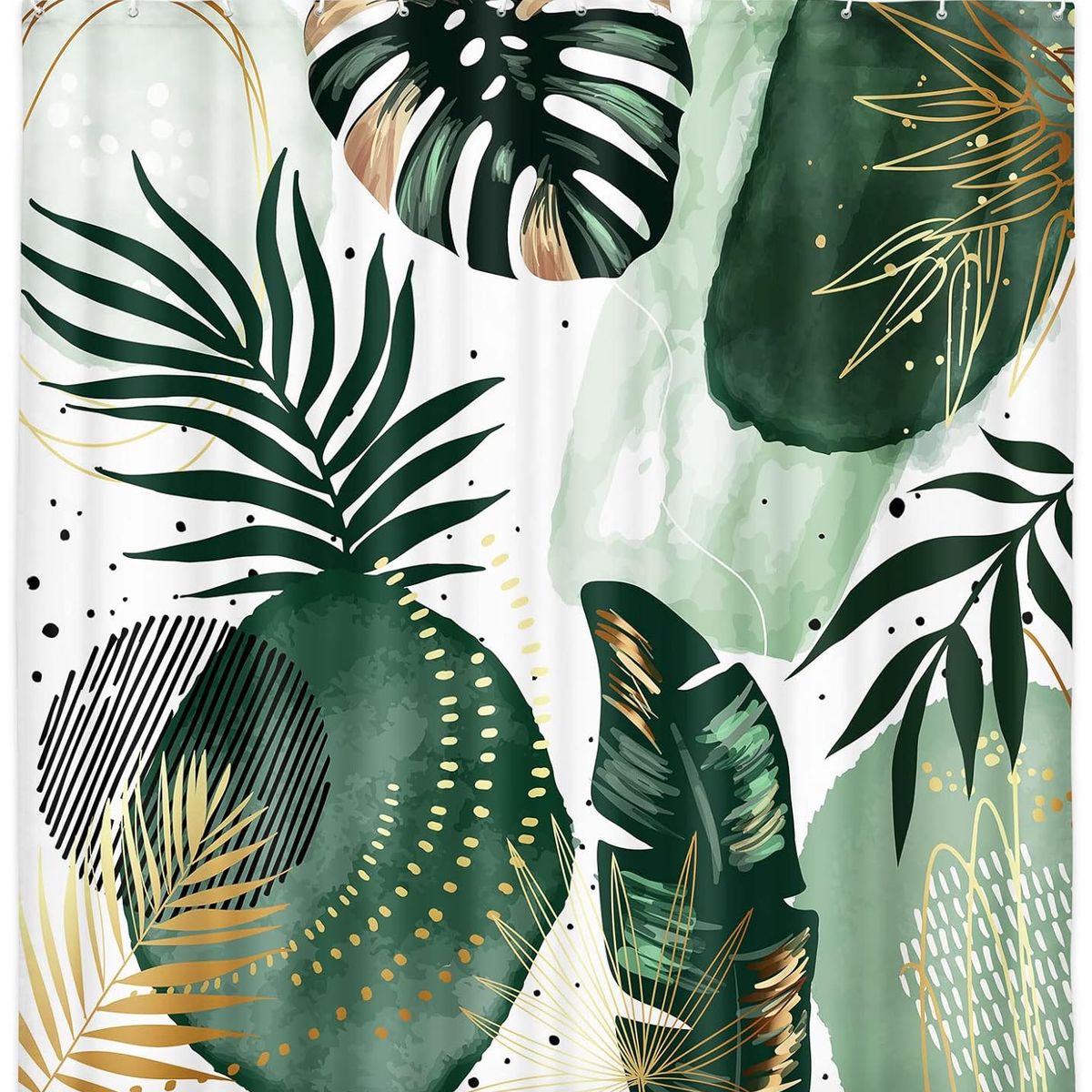 GENERICO - SET de baño COMPLETO 4 piezas CON DISEÑO HOJAS VERDES WM