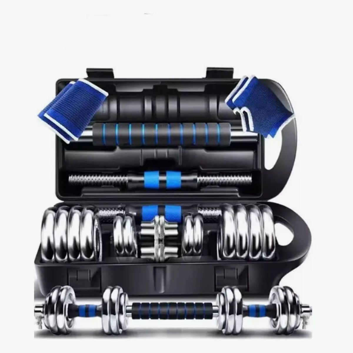 GENERICO - Set De Mancuernas 20kg Barra Unibles Pesas Discos De Hierro