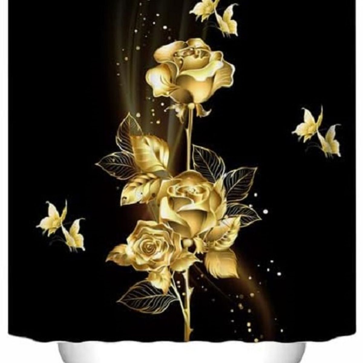 GENERICO - SET de baño COMPLETO 4 piezas CON DISEÑO NEGRO ROSA DORADA WYM