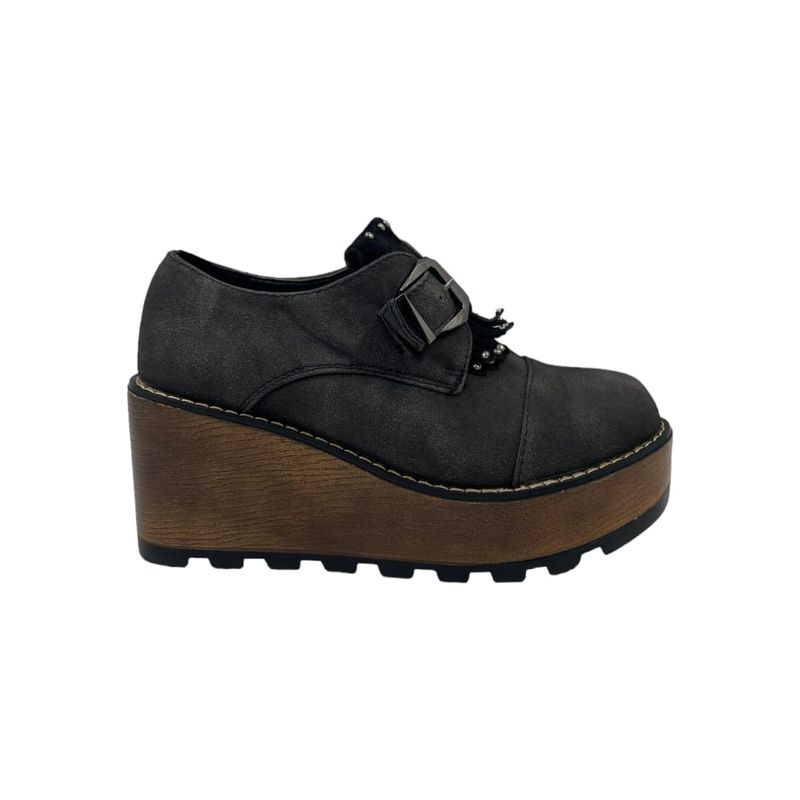 HERIEL - Zapato Negro Taco de Cuña
