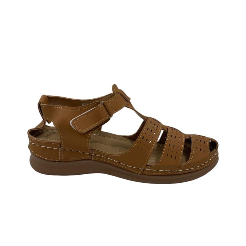 HERIEL - Sandalia Camel Baja Velcro