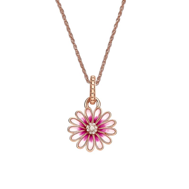 GENERICO - Collar Flor Rosa chapado en Oro Rosado con Cristal Central