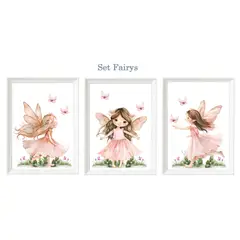 DECORACION CREATIVA - Set Cuadro Niña infantil Hadas-Fairy