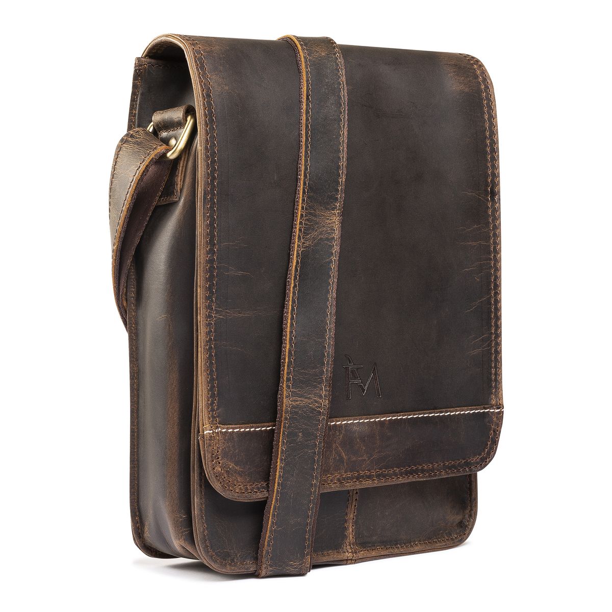 FRANZ MOSSI - Bolso de cuero Natural Cuero grueso Bolso hombro Marrón Franz Mossi