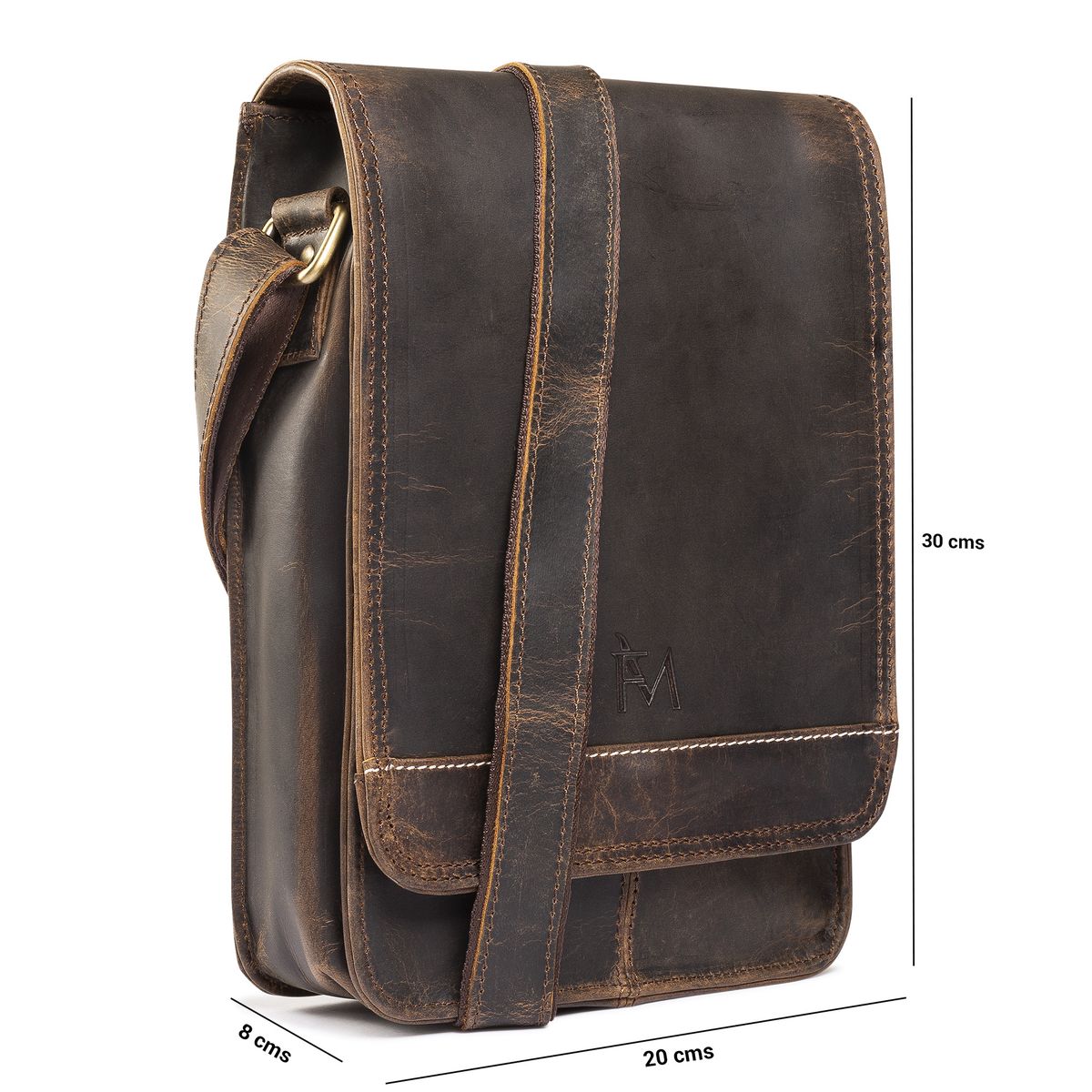 FRANZ MOSSI - Bolso de cuero Natural Cuero grueso Bolso hombro Marrón Franz Mossi