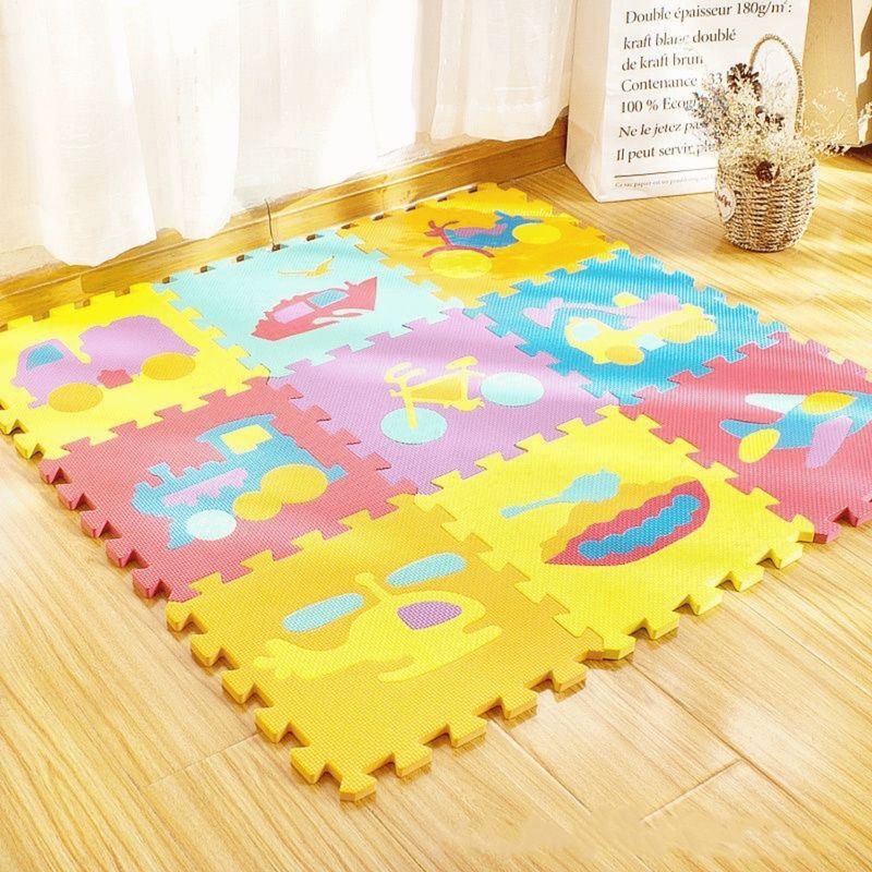 HOMESTAR - Alfombra Puzzle 10 Piezas 30x30 cm Multicolor