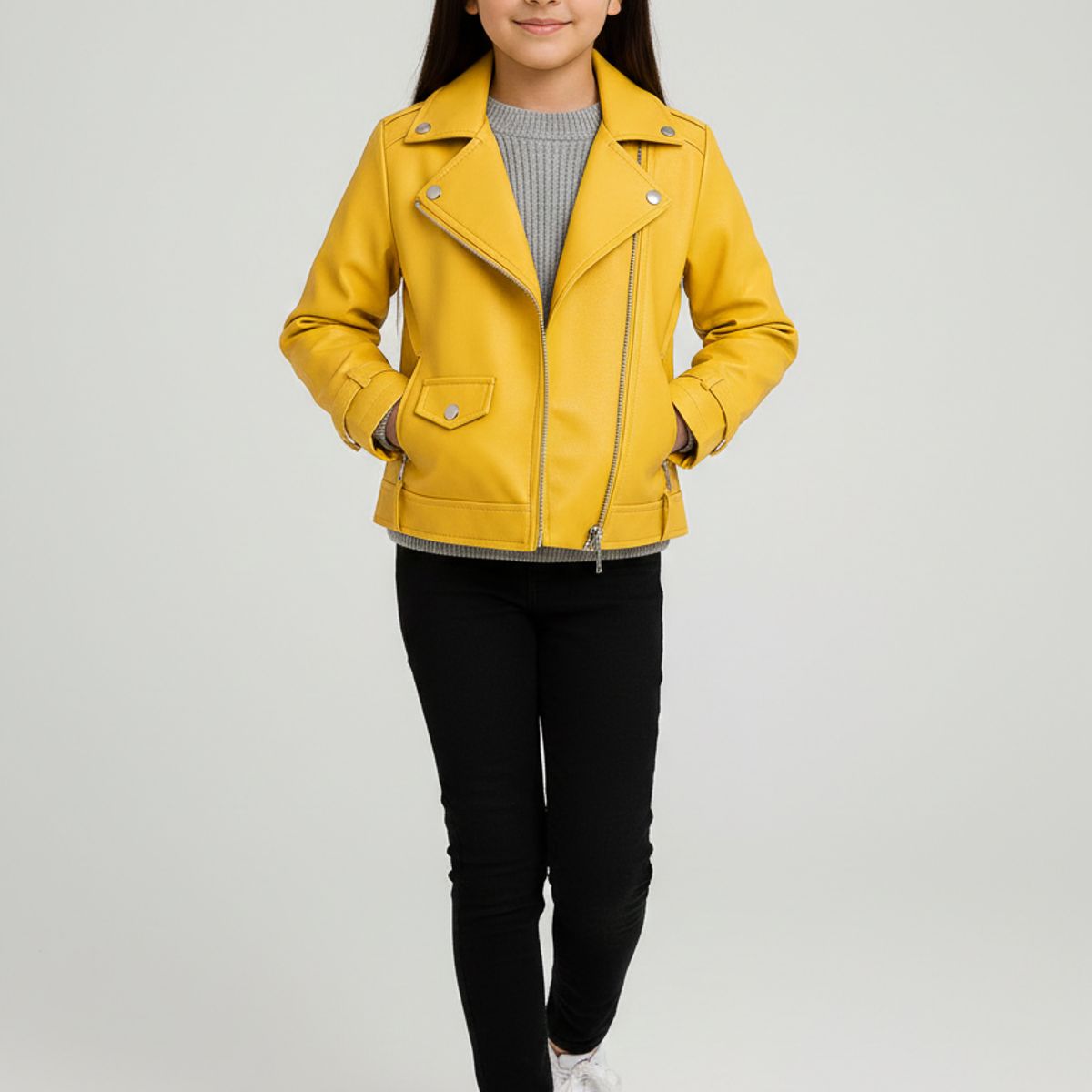 KIBOU - Chaquetas Ecocuero Niña Estilo Motociclista