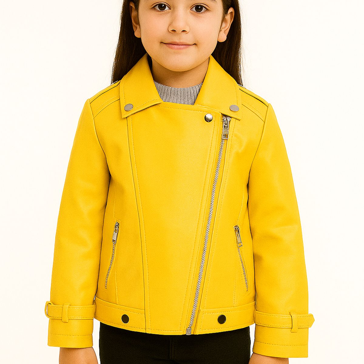 KIBOU - Chaquetas Ecocuero Niña Estilo Motociclista