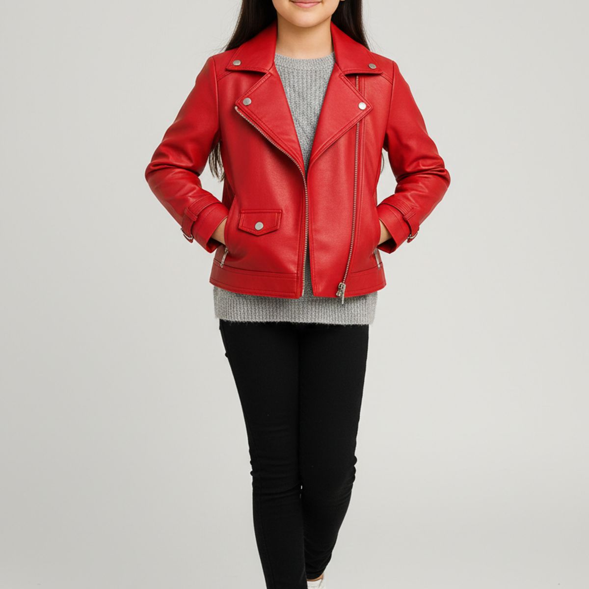 KIBOU - Chaquetas Ecocuero Niña Estilo Motociclista