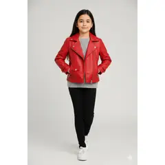 KIBOU - Chaquetas Ecocuero Niña Estilo Motociclista
