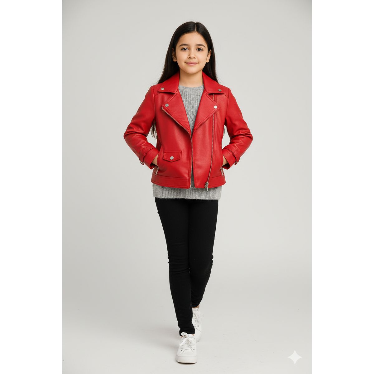 KIBOU - Chaquetas Ecocuero Niña Estilo Motociclista