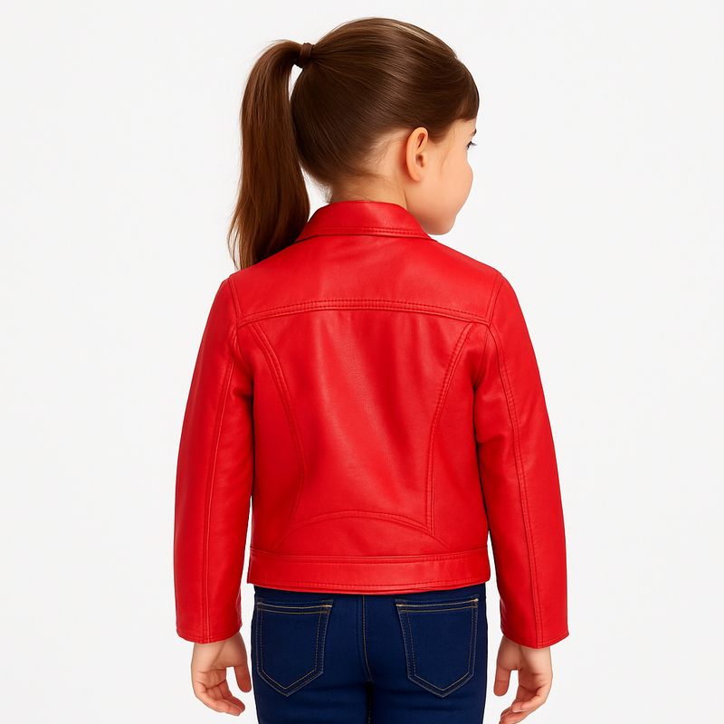 KIBOU - Chaquetas Ecocuero Niña Estilo Motociclista