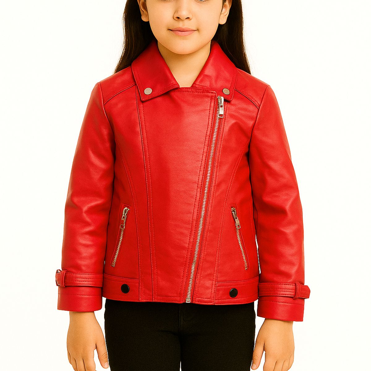 KIBOU - Chaquetas Ecocuero Niña Estilo Motociclista