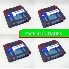 TEXTIL RANCO - Frazada Térmica Escocesa PACK 4 Azul1,5 plazas 450g