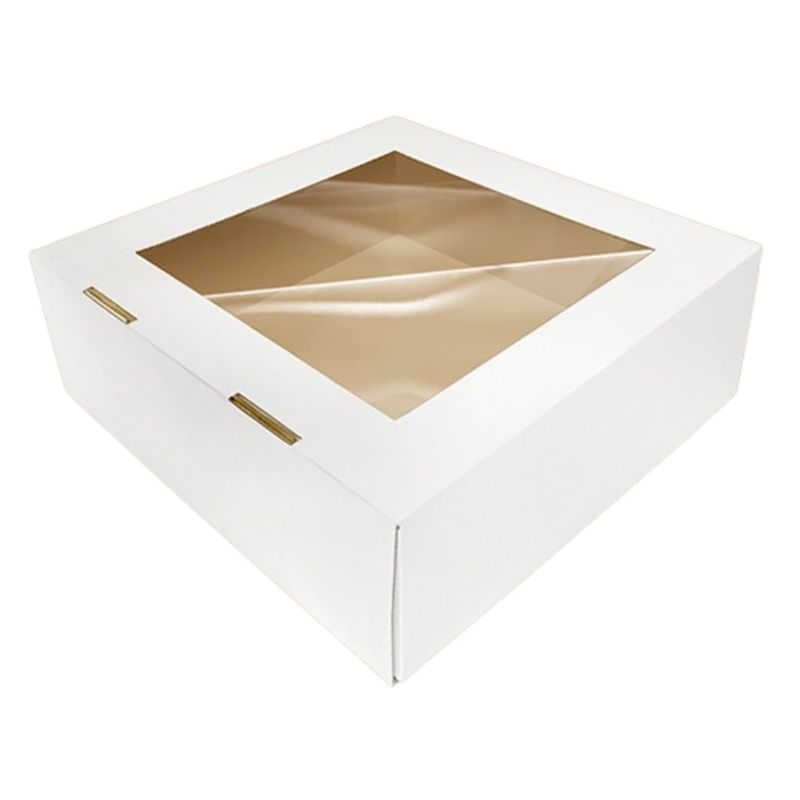 GENERICO - Pack 5 Caja Torta Cuadrada Ventana Sup 345x15 cm