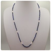 Collar Lapislazuli con perlas naturales de río y goldfilled 14K
