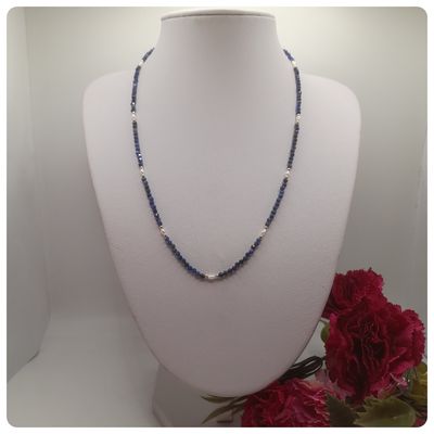 Imagen 2 del producto Collar Lapislazuli con perlas naturales de río y goldfilled 14K