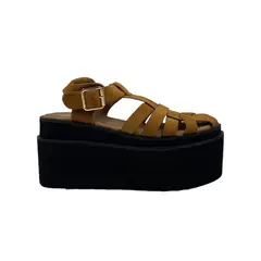 HERIEL - Sandalia Camel Plataforma