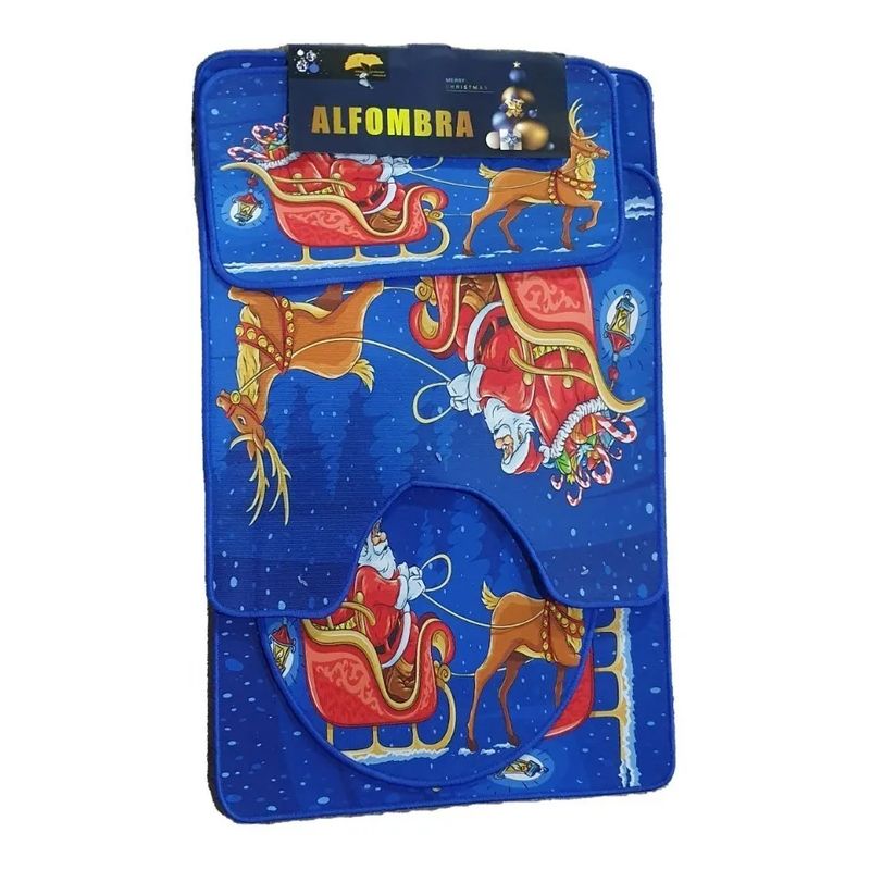 GENERICO - Set Alfombras De Baño 4 Piezas Navidad Color Liso Juego Baño