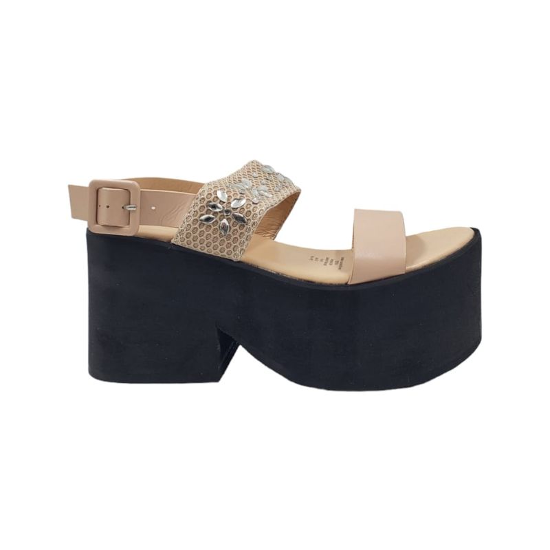 HERIEL - Sandalia Beige Plataforma Mujer
