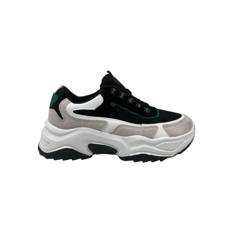 HERIEL - Zapatilla Blanca y Negra Plataforma Mujer