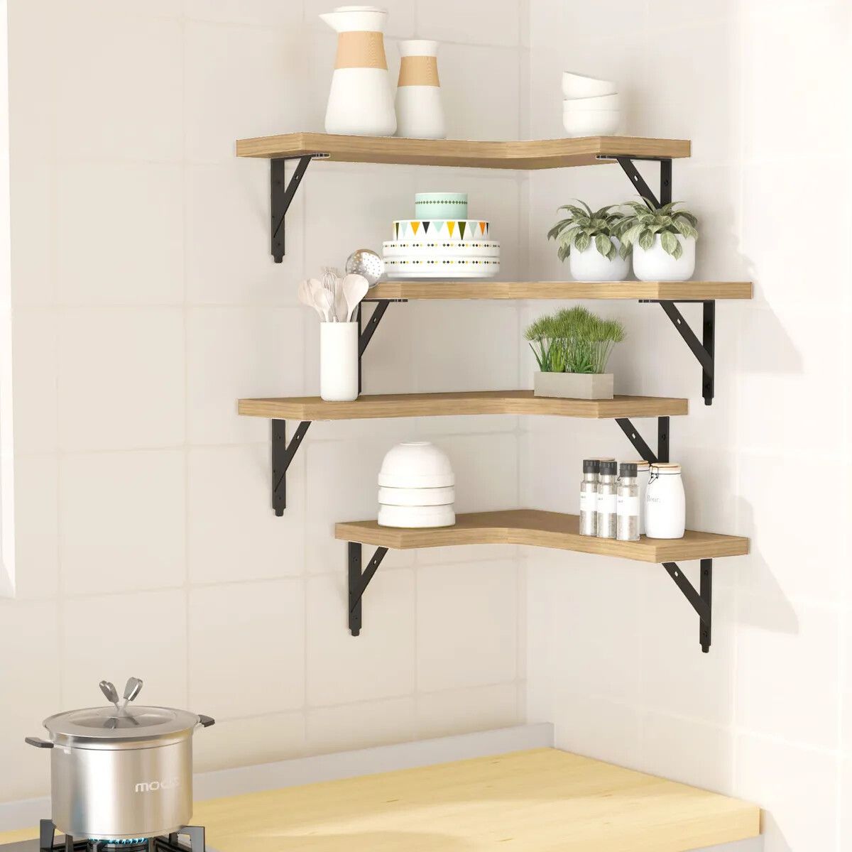 EINICIO - Juego De 4 Estantes Flotantes De Esquina Para Decoración…