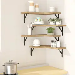 GENERICO - Juego De 4 Estantes Flotantes De Esquina Para Decoración