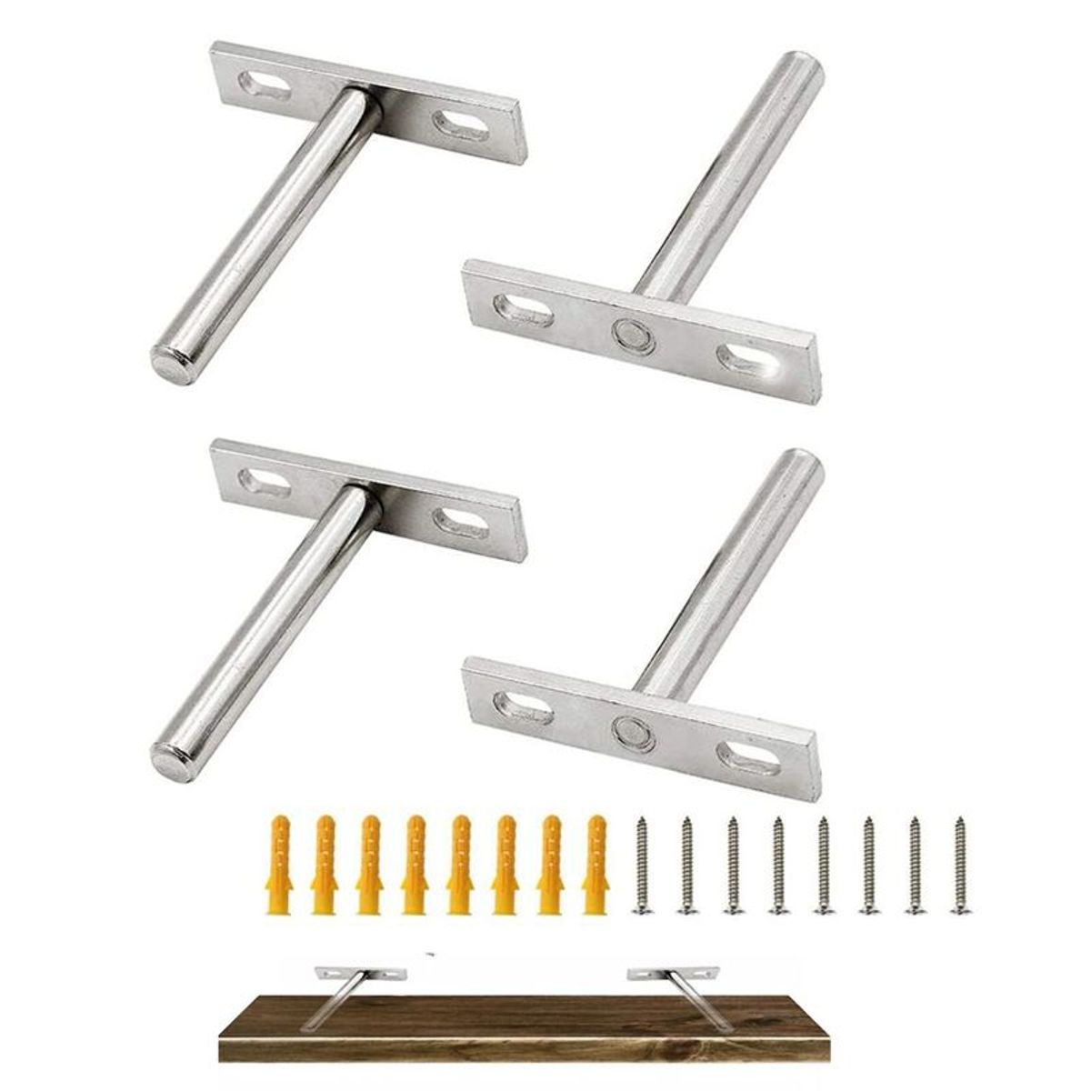 GENERICO - Soporte Oculto Repisa Flotante 12,5cm 4 Piezas Inox