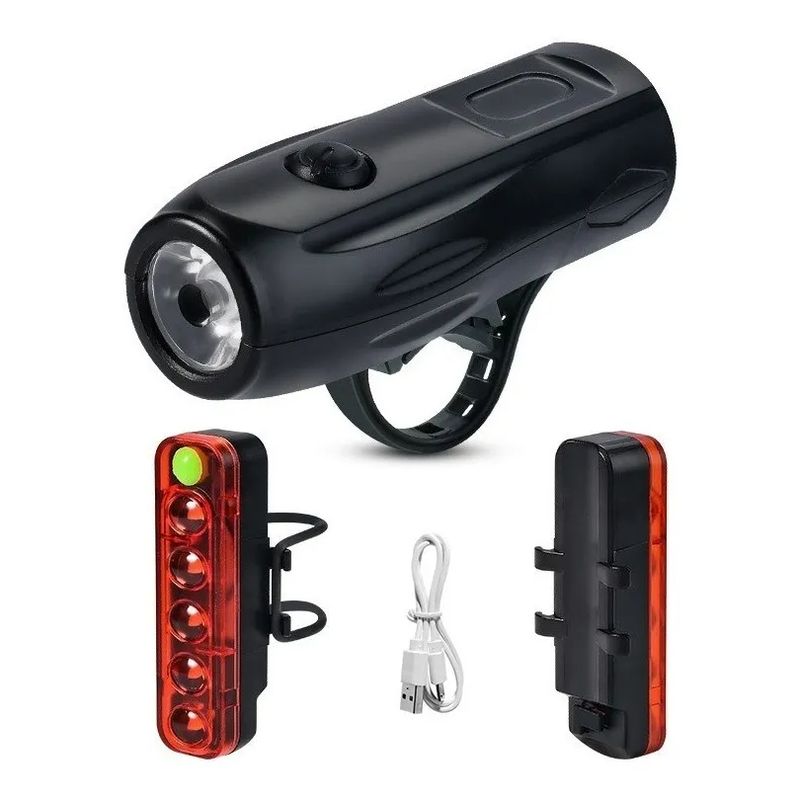GENERICO - Luz De Bicicleta Impermeable + Led Recargable Trasera 3 Modo