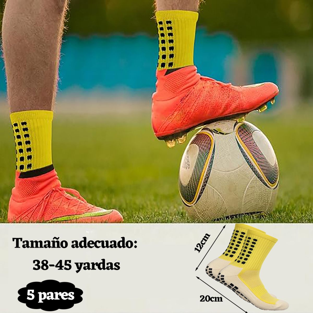 EINICIO - 5 Pares De Calcetines Deportivos Antideslizantes Talla 38-45