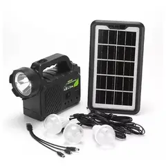 LISM - Kit Solar Camping: 3 Ampolletas + Linterna Usb Color Negro