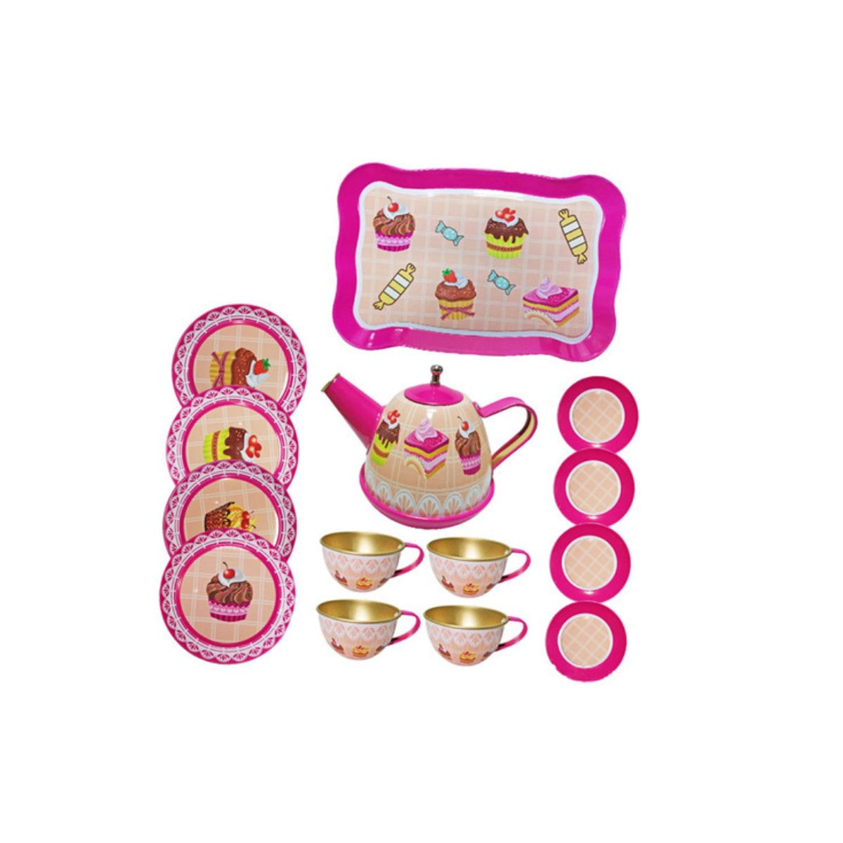 GENERICO - Juego Tazas De Te O Cafe Metal Para Niñas 14pzas