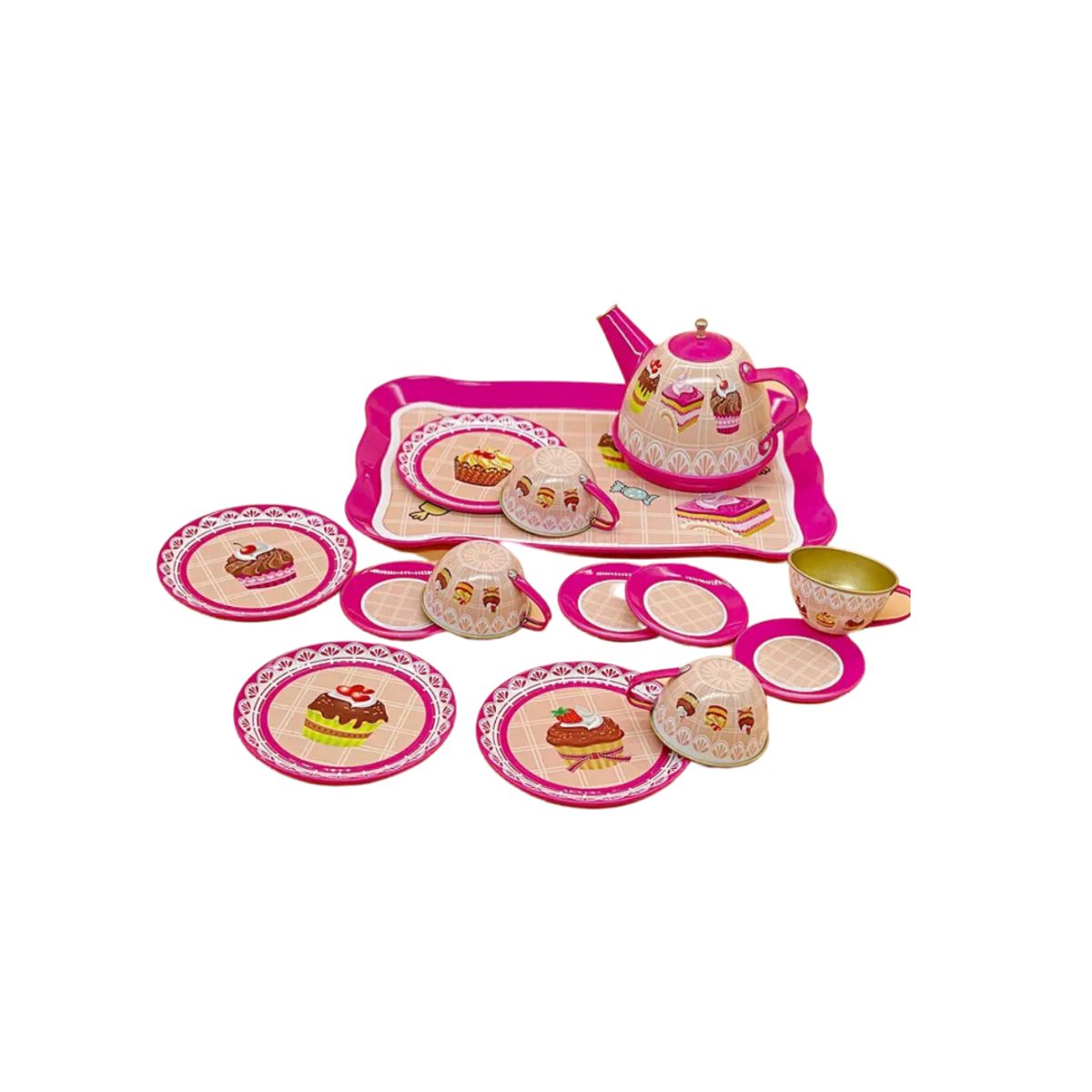 GENERICO - Juego Tazas De Te O Cafe Metal Para Niñas 14pzas