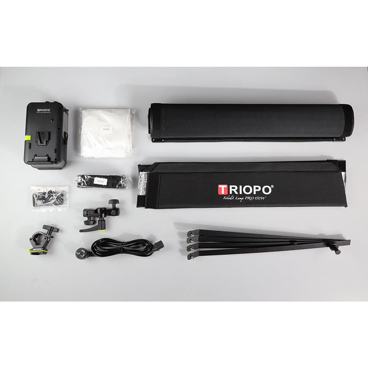 GENERICO - Triopo Fold2 Lamp PRO 150W E  Led Plegable 60x60 cm Bicolor Con Adaptador V-Mount