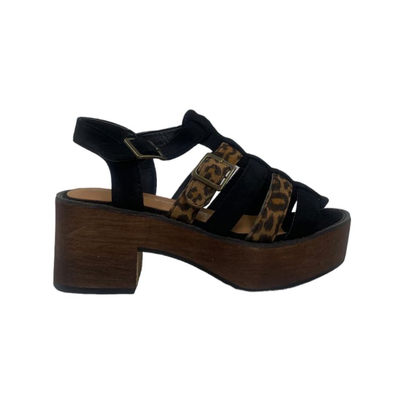 HERIEL - Sandalia Negra Print Plataforma Mujer