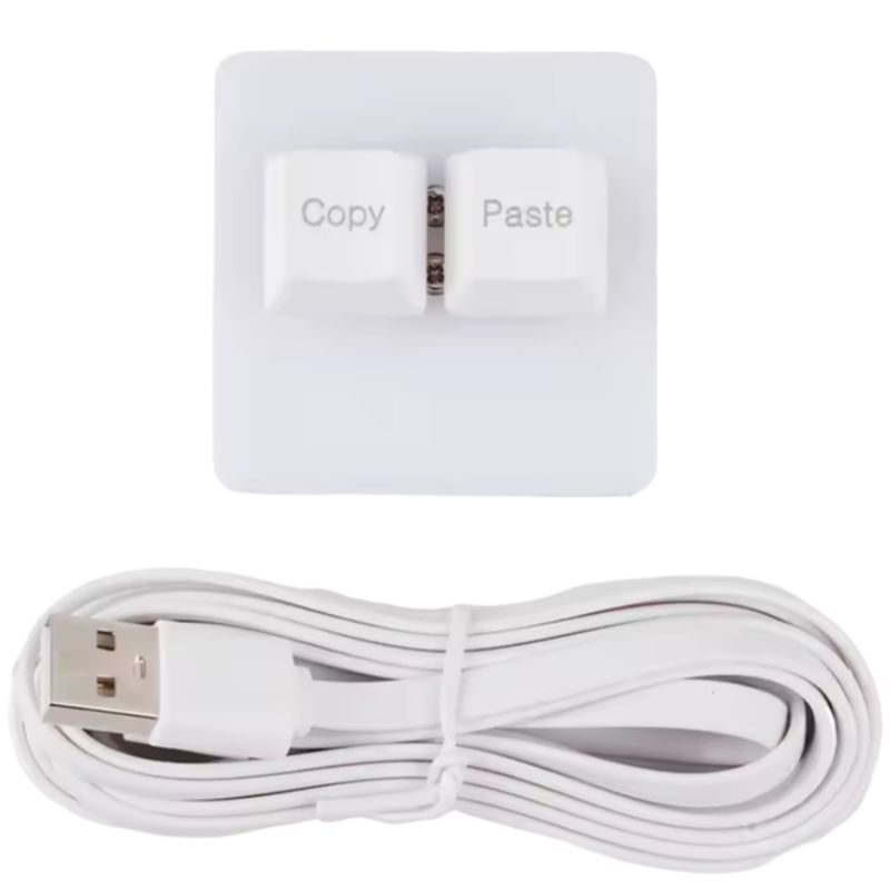 GENERICO - Mini Teclado 2 botones, Copiar-Pegar, para Juegos RGB Usb Blanco
