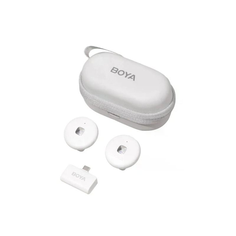 BOYA - Boya Omic-U White Micrófono doble inalámbrico  Caja Carga USB-C