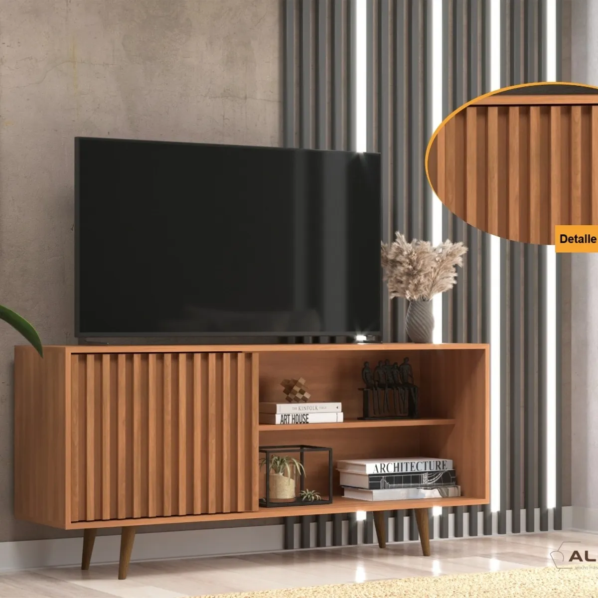 ALMORE - Rack Paris 55" 1 Pta de Corredera Freijo