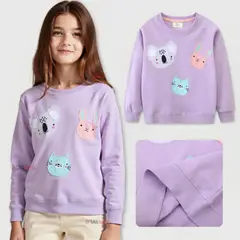 JUMP KIDS - Polerón Algodón Cuello Redondo Niña Morado Animales