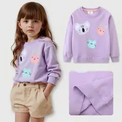 JUMP KIDS - Polerón Algodón Cuello Redondo Niña Morado Animales