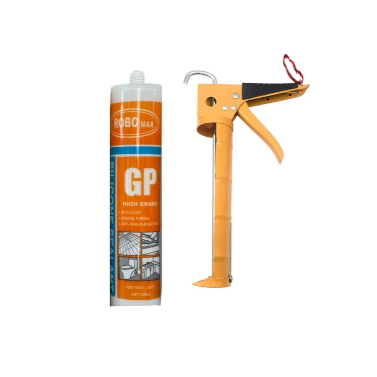 GENERICO - Pistola Calafatera + Cartucho De Silicona Blanco Sellante