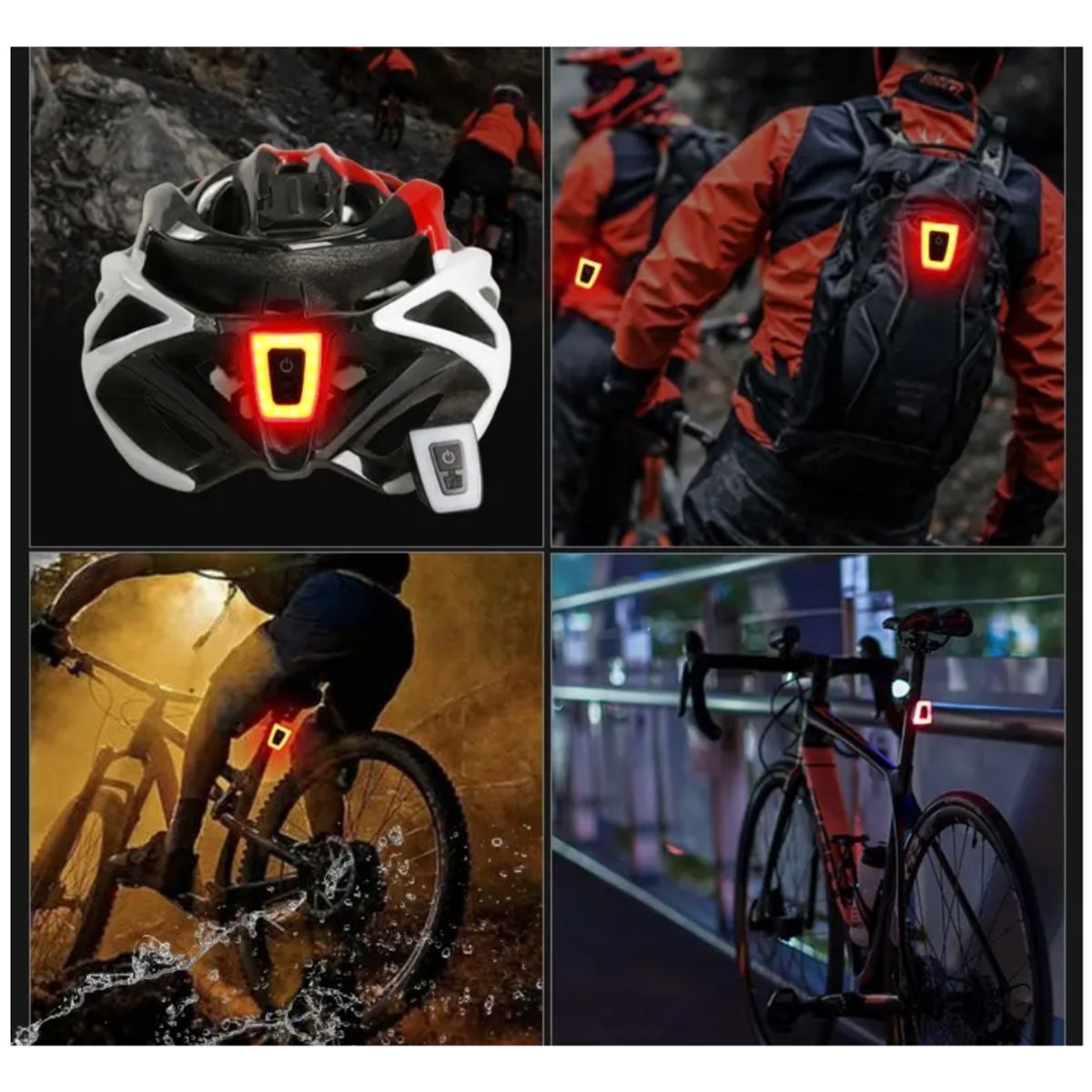 GENERICO - Luz Trasera Bicicleta Luz Casco Luz Advertencia Mochila