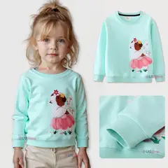 JUMP KIDS - Polerón Algodón Cuello Redondo Niña Turquesa Hámster