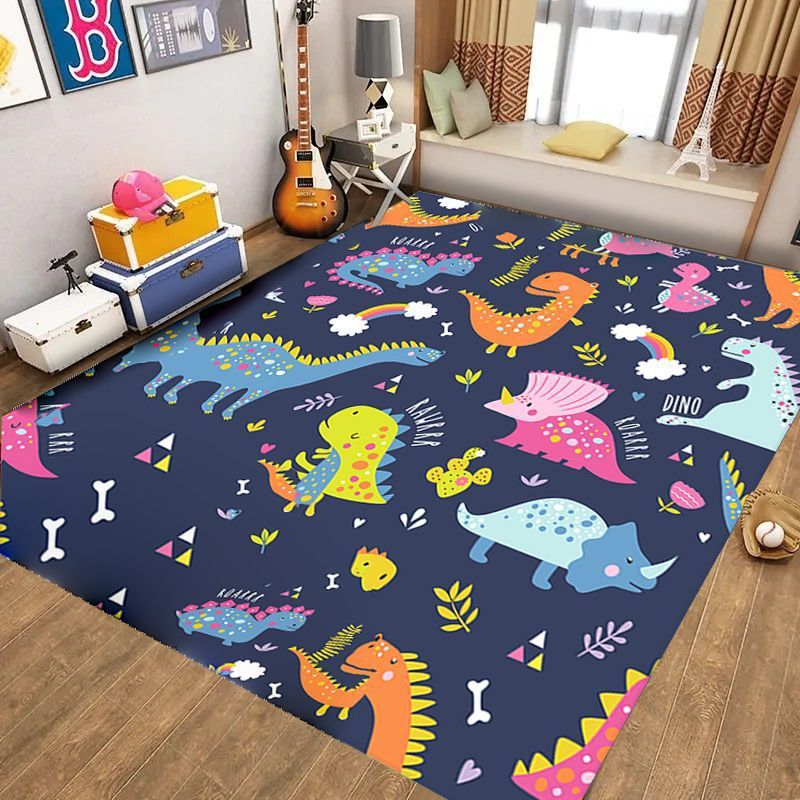 GENERICO - ALFOMBRA INFANTIL DE CON DISEÑO AZUL DINOSAURIO