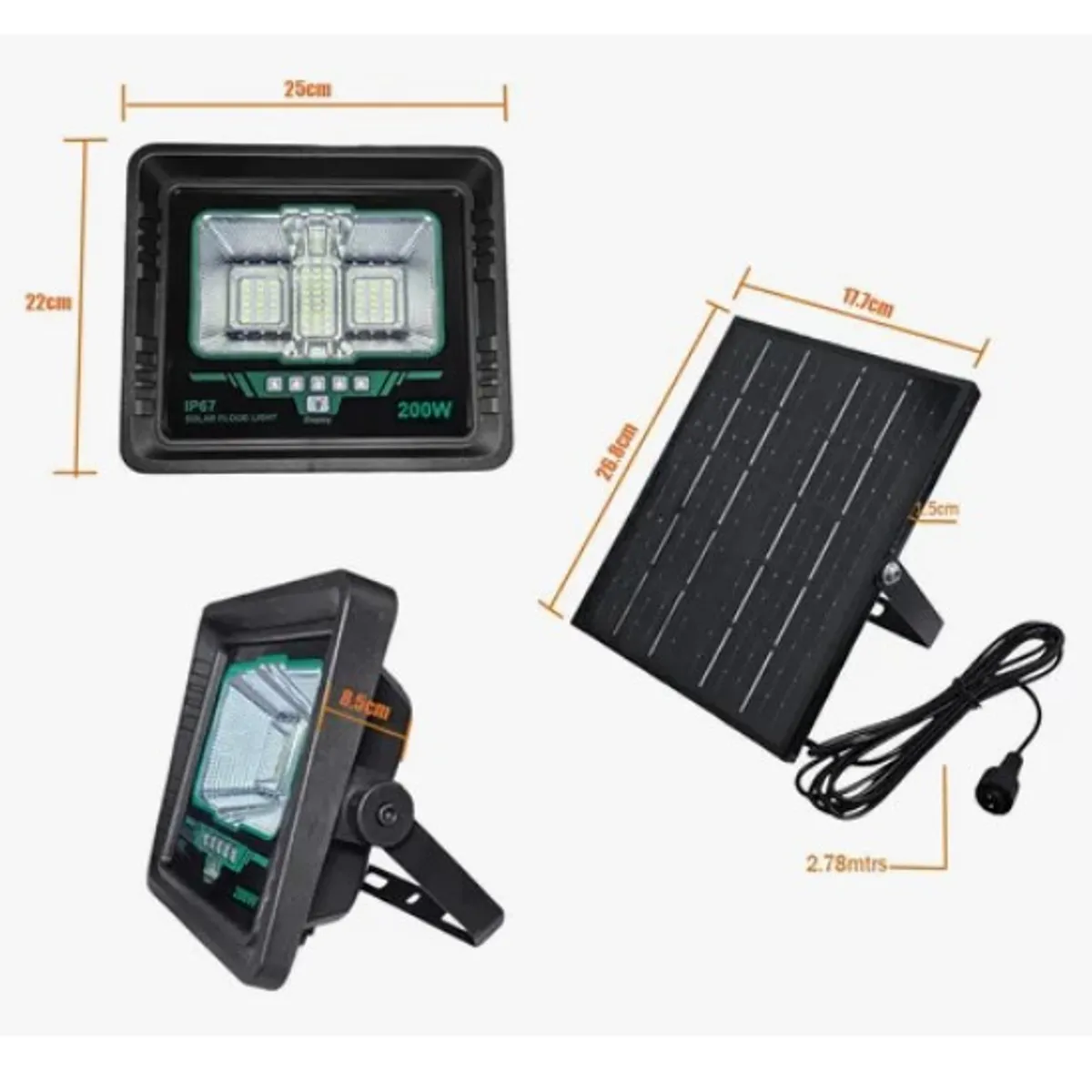 ESHOPANGIE - Foco Solar Reflector 200w Ip67 + Panel Solar +control Remoto