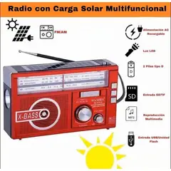 GENERICO - RADIO AM-FM, CON LINTERNA, CON PANEL SOLAR, A PILAS Y RECARGABLE A 220